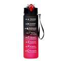 1L sports water bottle with black and red gradient finish and time markings - Black Red Gradient