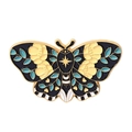 Macro-opname van emaille vlinderbroche met bloemmotieven en gouden metalen randen - Lichtgele mot (XZ6359)