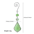 Detailed size chart of 50mm green maple leaf crystal suncatcher with dimensions and weight - 14.6cm/22g / Green