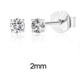 S925 sterling silver 2mm four-prong round moissanite stud earrings in silver finish - Platinum-2mm-0.03ct (With Certificate)