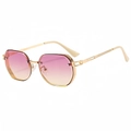 Retro polygon metal sunglasses with gold frame and pink to yellow gradient lenses - Gold Frame Purple Yellow Lens