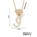 Golden butterfly letter J necklace with white cubic zirconia and product dimensions - Butterfly Letter I Pendant Style (N00203J-H--I)