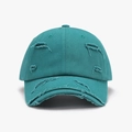 Berretto da baseball verde lavato in cotone con strappi vintage e top morbido traspirante - Blu Lago (24A187)