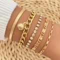 Ensemble de 5 bracelets dorés multicouches avec maillons variés et détails en cristal - HS596-6 Or Chaîne Serpent Ensemble 5pcs