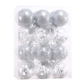 Set di palline di Natale argento trasparenti con paillettes per decorazione albero - 6cm / Argento