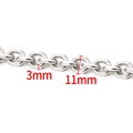 Polished silver stainless steel chain link variant with 11mm width and 3mm thickness - Steel Color Oval P-Angle Chain (3mmx11mm)
