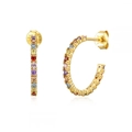 Chic 925 sterling silver gold-plated rainbow cubic zirconia hoop earrings set - Gold Rainbow Zircon Hoop Earrings