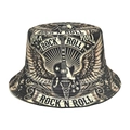 Rock n Roll vissershoed met gitaarprint van zwaar canvas voor muziekfestivals - 56-58cm / Rock Gitaar Print (M1788)