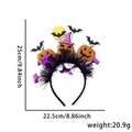 Halloween headband with glittery orange pumpkins, purple bats and moon on a fringe band - Pumpkin Bat Streamers