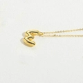 3D puffy letter W pendant necklace in 14K gold plated finish with delicate link chain - Letter W / Gold