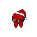 Christmas tooth enamel pin with a red Santa hat and sparkling rhinestone belt detail - Christmas Hat Tooth with Belt (CZ2272-3)