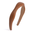 Classic brown leather headband for women with a high top and minimalist vintage design - Premium Leather Bronze