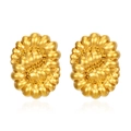 Polished 18k gold plated stainless steel croissant dome stud earrings for women - Oil Pressed Petal Earrings Gold (MS-400)