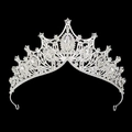 Elegant silver bridal crown adorned with sparkling crystals on a black background - Small Silver With White Rhinestone