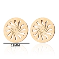 Pair of 11mm round hollowed wood earring components with radial pattern for jewelry DIY - Spiral / Gold