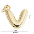 Polished gold 3D balloon letter V pendant with 15mm dimensions and 3.6g weight - Letter V Style (DZ-2828)