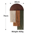 Bohemian wall tapestry with three-color tiered tassels and dark brown wood board - 40*75CM / White/Brown/Green