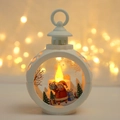 White LED Christmas lantern with Santa Claus illustration and glowing candle effect - Santa Claus / White