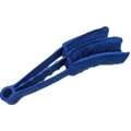Cepillo de limpieza azul para aire acondicionado con tres cabezales de microfibra y mango - Azul