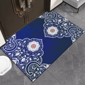 Blue and white porcelain style entry mat with Chinese fortune motifs on marble floor - 60*90cm / Style 010 (Blue and White Porcelain)