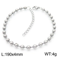 Silver stainless steel ball chain bracelet, 4mm beads, 190mm length with lobster clasp - Steel Color Bead Chain (KB166899-Z)