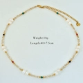 Colorful crystal pearl necklace in stainless steel with weight and length dimensions - Red Green Black Deco Beads (1187)