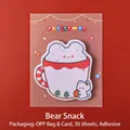 Notas adhesivas de oso navideño 30 hojas en empaque de tarjeta roja - Oso con Merienda / 11.3*8.5cm
