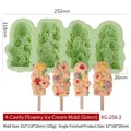 Molde de silicona verde con 4 cavidades florales para helados caseros - 4 Cavidades Floral (Verde)