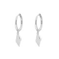 S925 sterling silver hoop earrings with polished shell charms in silver finish - Shell Style (C) / White Gold