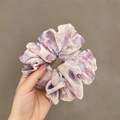 Tie-dye light purple and white large oversized scrunchie for ponytails held in hand - Tie-dye Purple