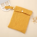Borsa organizer per pannolini in cotone goffrato giallo con bottone e cinghia a mano - Giallo Zenzero