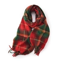 Écharpe à carreaux rouge et vert style cachemire avec franges et motif tartan - 64*185cm / Rouge