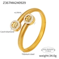 Bracciale rigido in acciaio al titanio dorato con albero della vita, texture serpente e diamanti - Oro
