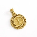 Golden embossed letter I round pendant with vintage hollow pattern on white background - Letter J Style (J-Single Pendant)