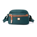 Bolso bandolera de nailon verde oscuro con cremallera doble y correa ancha de color - Azul Petróleo