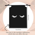 Small black drawstring bag with white eyelash print for makeup and lash storage - 10*15cm / Black Eyelash