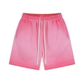 Pink velvet washed shorts with white drawstring and vintage distressed finish - S / Shorts - Washed Rose Red