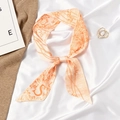 Elegant silk twilly scarf featuring artistic letter S print in soft orange tones - Letter S - Light Orange Vintage Floral