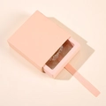 Pink drawer jewelry box with transparent film window and ribbon pull for accessories - Pink Set (Matching Inner) / 7*7*2cm