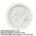 Molde de silicona para pastel DIY con abanico de bambú vintage y relieve de pájaro - 1# (Abanico Urraca Ciruelo) / Gris