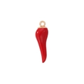 Vibrant red chili pepper charm with gold metal loop for DIY necklaces and bracelets - VD1480 Rose Gold Red Enamel Chili