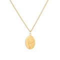 Hip hop style gold oval rose relief pendant necklace with crystal accents for men and women - Gold Oval Rose Relief