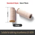 Beige knitted chair leg floor protectors with brown felt base for noise reduction - Fits Perimeter 6-17cm / Round Bottom Off-White