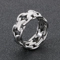 Anello a catena vuota a forma di X in acciaio inossidabile argento lucido da uomo - US 9 / Colore Acciaio (KR1088056-KJX)