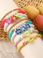Set di bracciali boho con perline heishi rosa e blu con ciondoli Aloha e stelle marine - Set di Braccialetti Tutti e 4 gli Stili (WG-1138+WG-1133+X114+WG-1144)