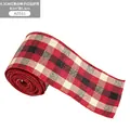 2m red black and white plaid ribbon 6.3cm wide with stitched edges style AZD11 - 6.3CM Red Black Plaid