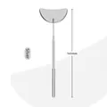 Silver stainless steel lash extension mirror with a 165mm non-slip handle and crescent shape - Moon / Silver
