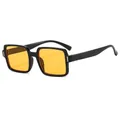 Square black frame sunglasses with vibrant yellow lenses and silver rivet accents - Black Frame Yellow Lens