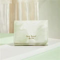 Light green marble texture slim short trifold wallet for women with gold typography - Green