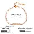 Goldenes Herz-Tennisarmband aus Edelstahl mit funkelnden Zirkonia-Steinen - 16.5+5cm (2.6g) / Gold Rechteckige Tenniskette (JDB0204013)